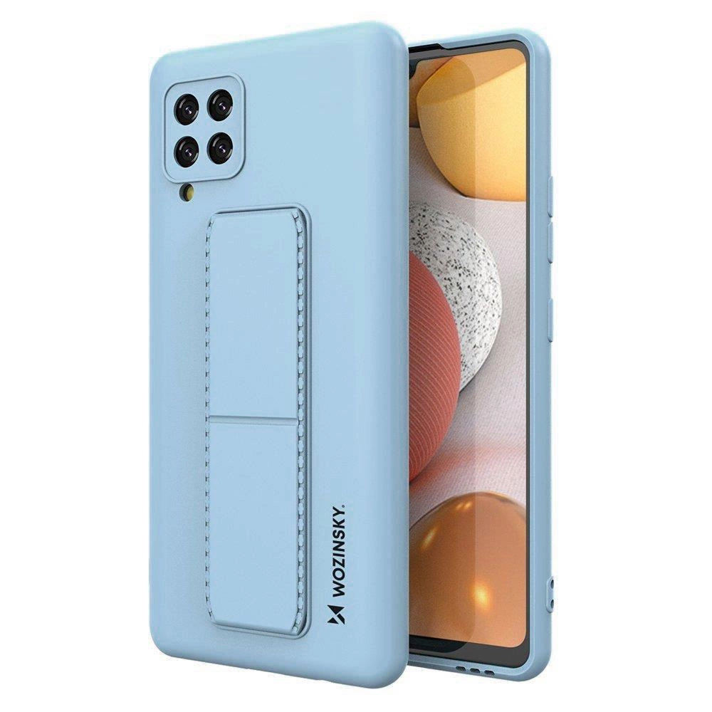 Wozinsky Kickstand Case silikoninis dėklas su stovu Samsung Galaxy A42 5G šviesiai mėlynas
