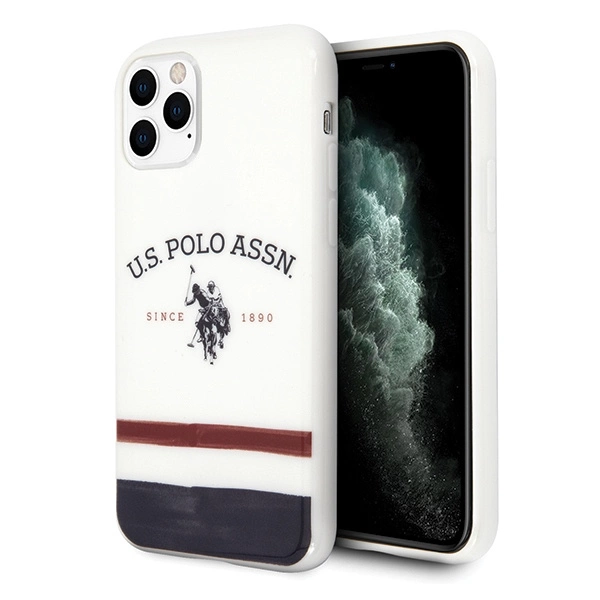 US Polo USHCN58PCSTRB iPhone 11 Pro baltas/Tricolor raštų kolekcija