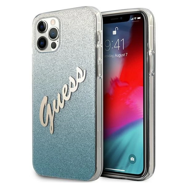 Guess GUHCP12LPCUGLSBL iPhone 12 Pro Max 6.7" mėlynas/mėlynas kietas dėklas Blizgus gradientinis raštas