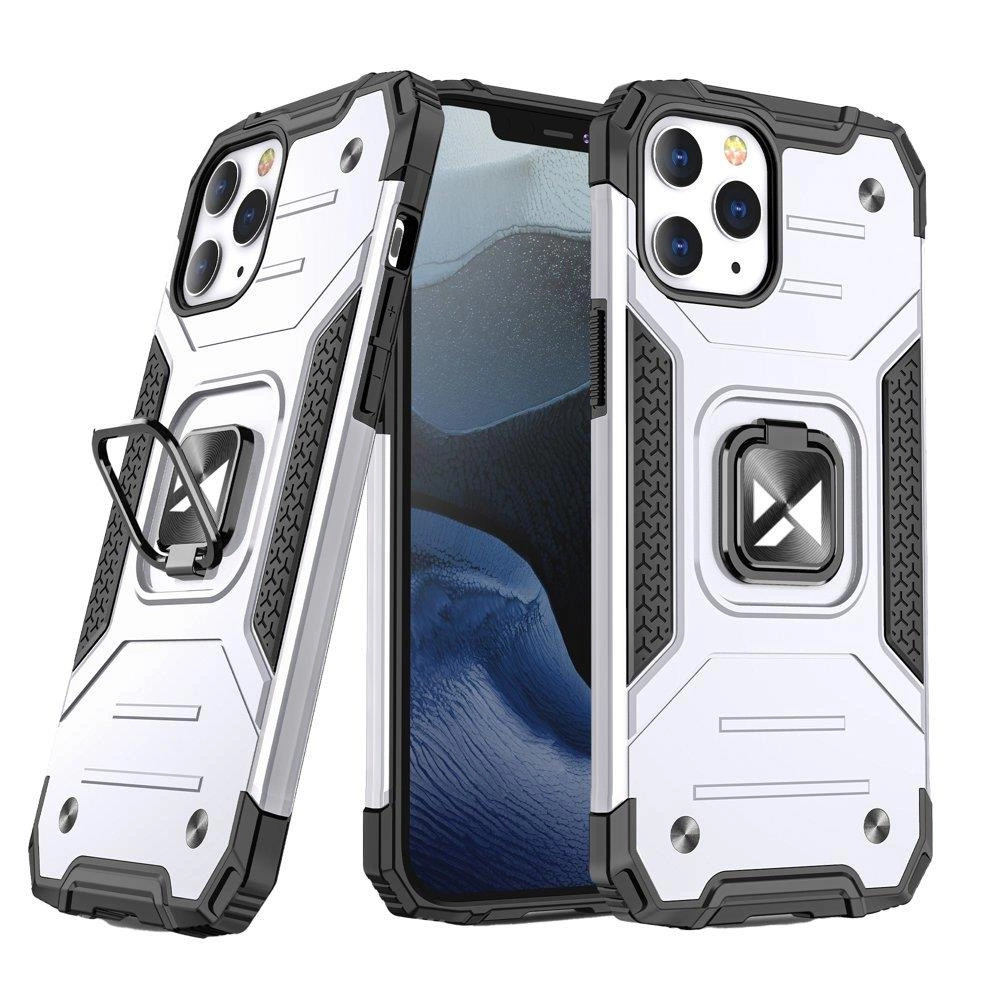 Wozinsky Ring Armor dėklas su stovu iPhone 13 sidabrinis