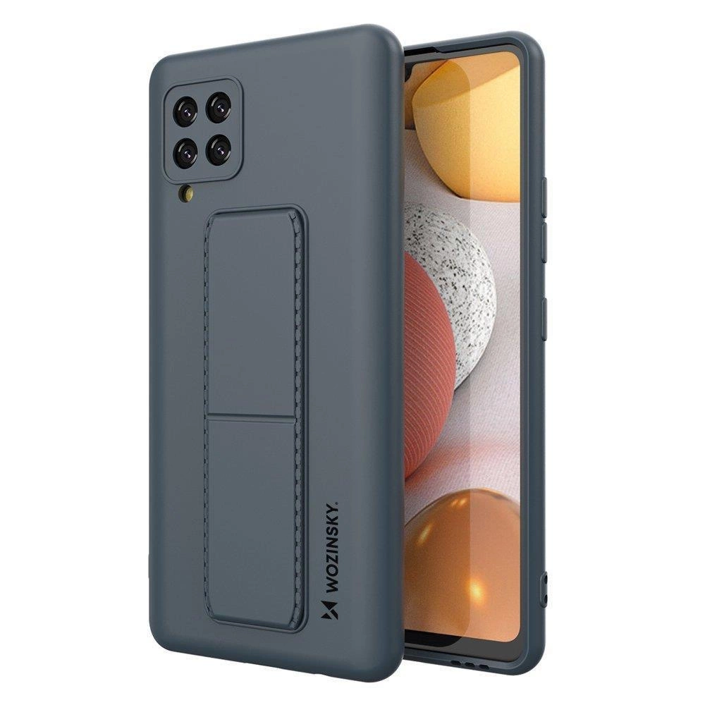 Wozinsky Kickstand Case silikoninis dėklas su stovu Samsung Galaxy A42 5G tamsiai mėlynas