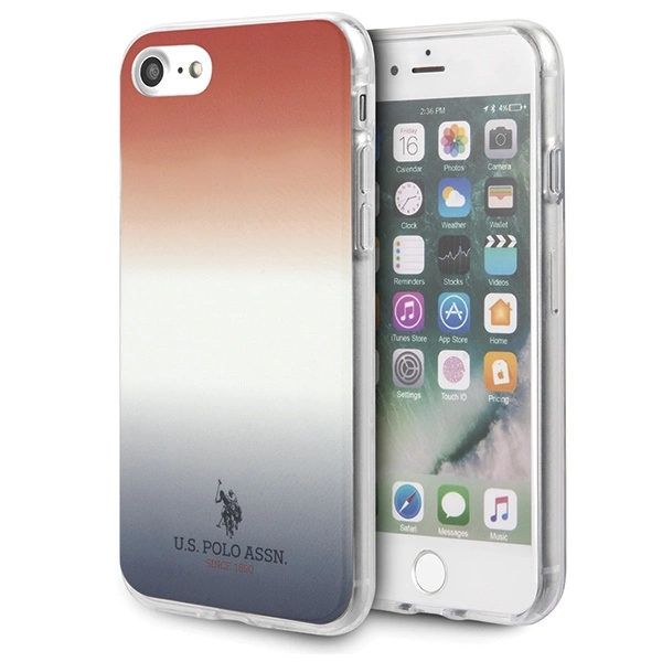 US Polo USHCI8TRDGRB iPhone 7/8/SE 2020 / SE 2022 raudono-mėlynas/Gradient raštų kolekcija