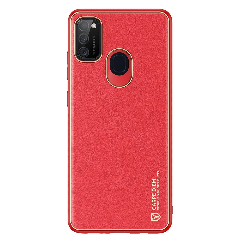 Dux Ducis Yolo elegantiškas dėklas iš minkšto TPU ir PU odos Samsung Galaxy M30s, raudonas