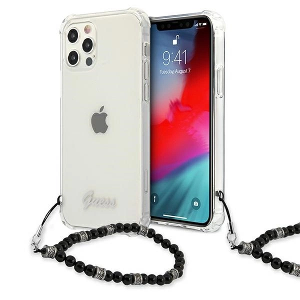 Guess GUHCP12MKPSBK iPhone 12/12 Pro 6.1" skaidrus kietas dėklas Black Pearl