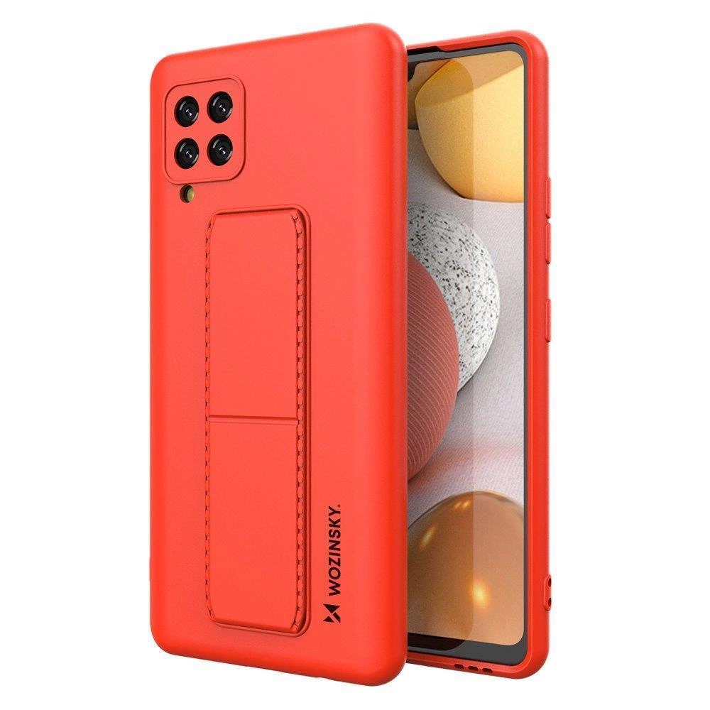 Wozinsky Kickstand Case silikoninis dėklas su stovu Samsung Galaxy A42 5G raudonas