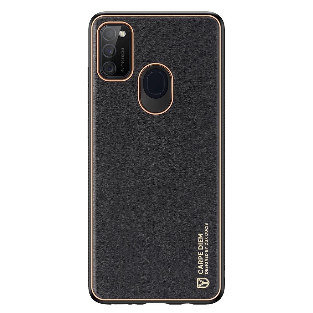 Dux Ducis Yolo elegantiškas dėklas iš minkšto TPU ir PU odos Samsung Galaxy M30s, juodas