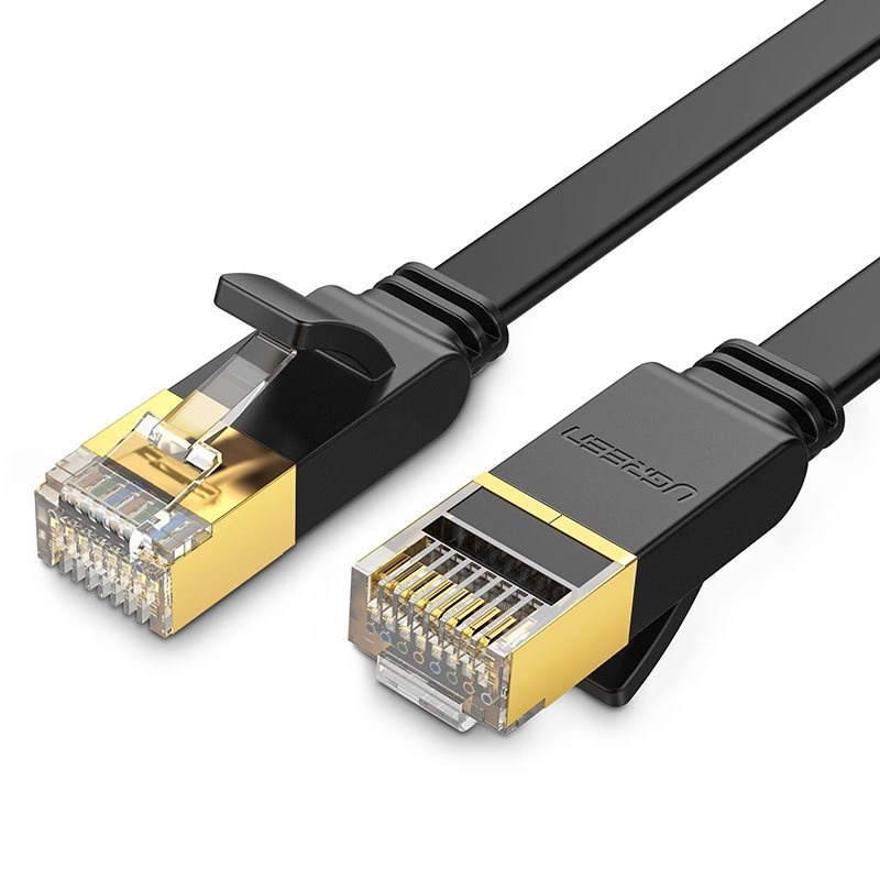 Ugreen plokščias tinklo Ethernet kabelis RJ45 Cat 7 STP LAN 10 Gbps 10 m juodas (NW106 11265)