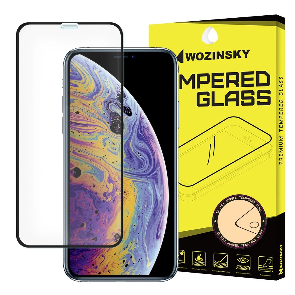 Wozinsky PRO+ grūdinto stiklo 5D pilno klijavimo itin tvirta ekrano apsauga su rėmeliu, pilnas padengimas, iPhone 11 Pro / iPhone XS / iPhone X – juodas