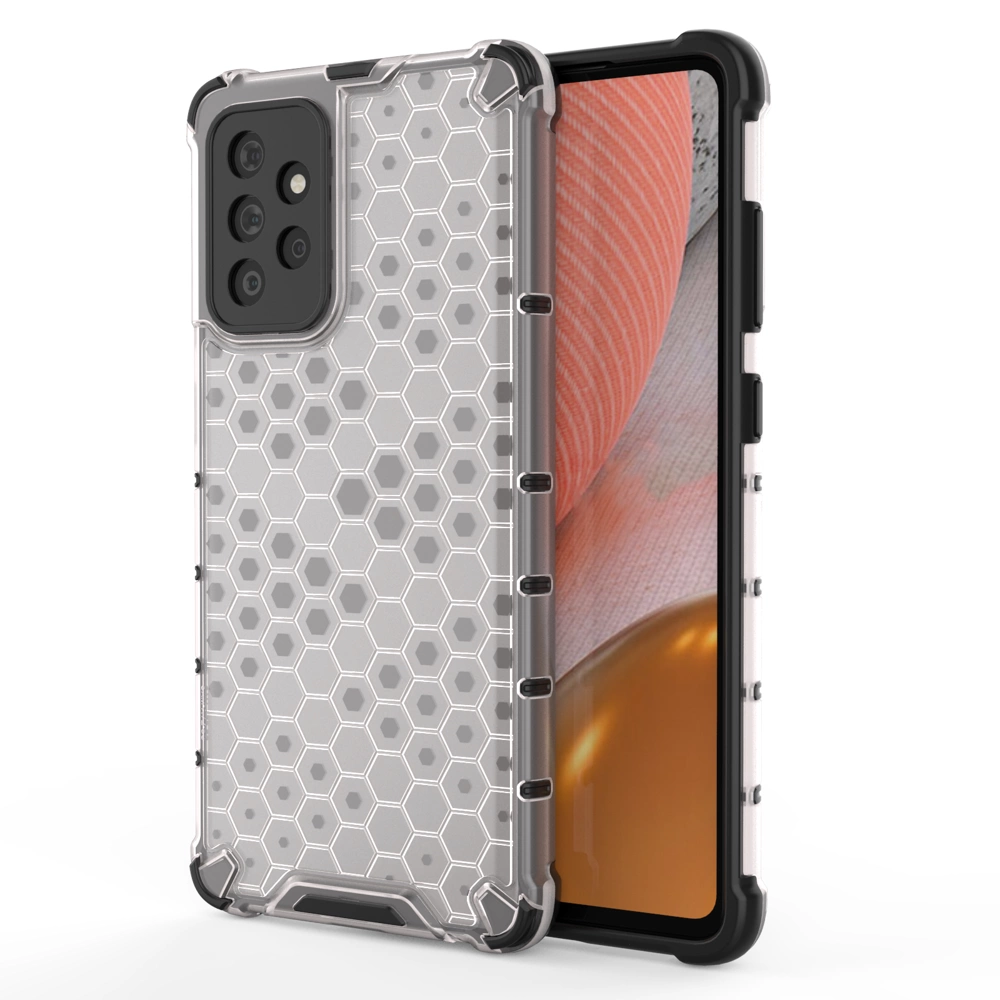Honeycomb Case tvirtas dėklas su TPU buferiu Samsung Galaxy A72 4G – skaidrus