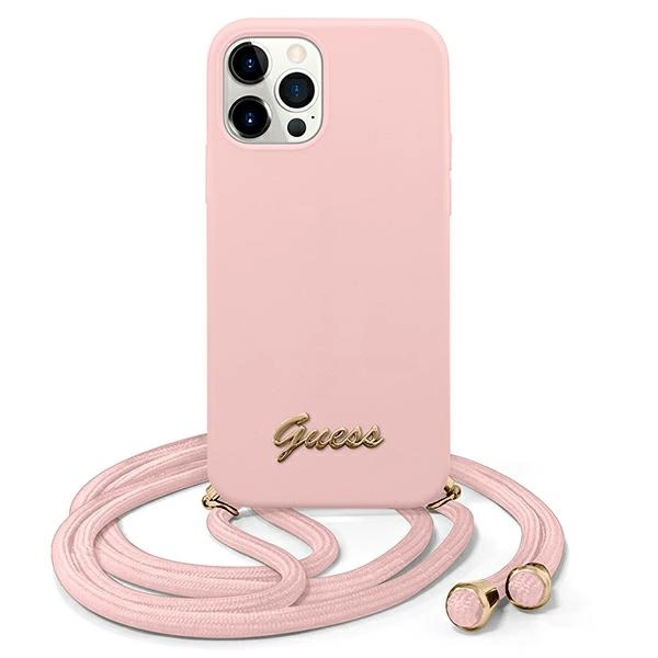 Guess GUHCP12LLSCLMMGLP iPhone 12 Pro Max 6.7" rožinis/rožinis hardcase Metal Logo Cord
