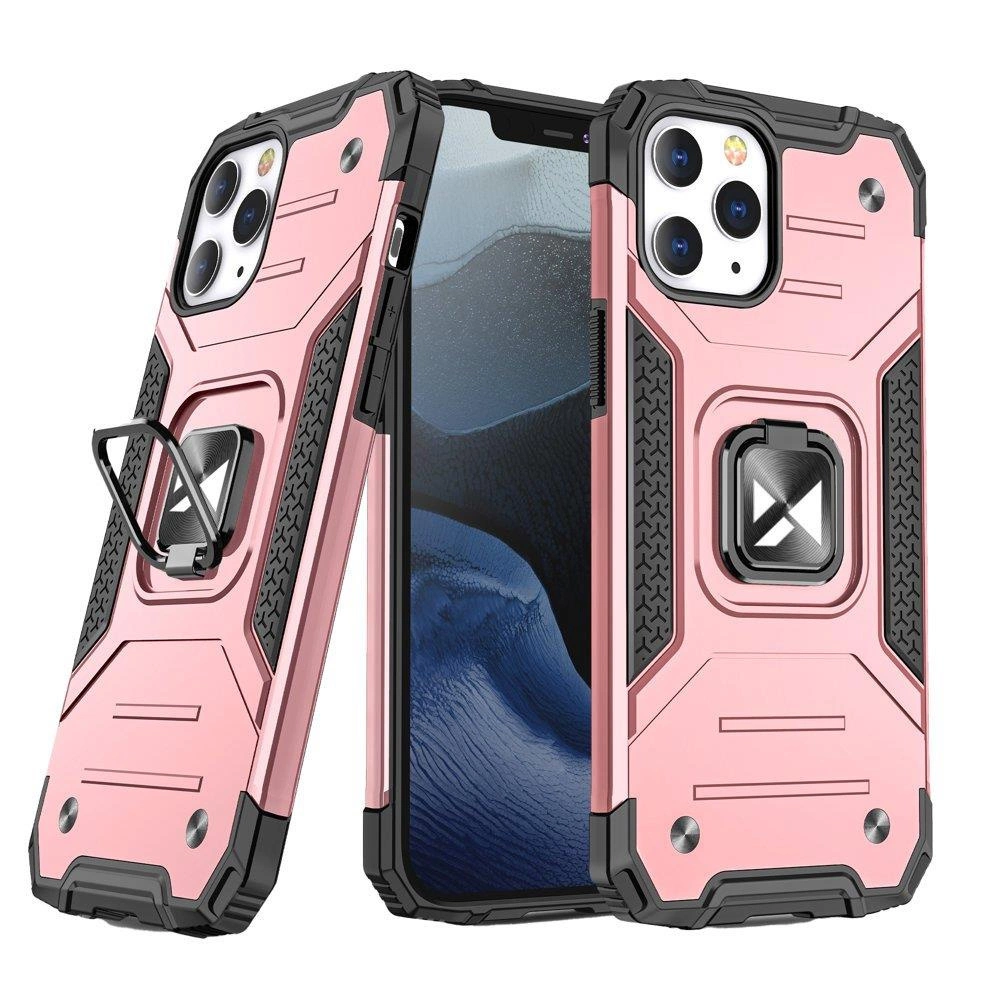 Wozinsky Ring Armor dėklas su stovu iPhone 13 Pro Max rožinis auksas