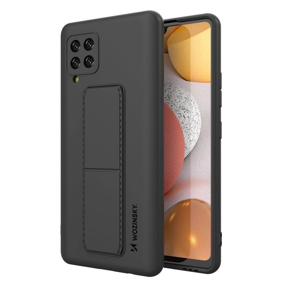 Wozinsky Kickstand Case silikoninis dėklas su stovu Samsung Galaxy A42 5G juodas