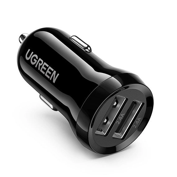 Ugreen automobilinis įkroviklis 2x USB 24W 4,8A (2x 2,4A) – juodas (50875)