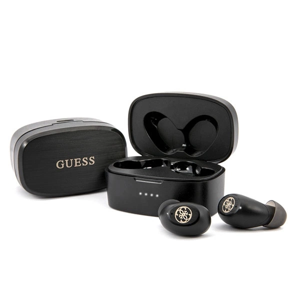Guess GUTWSJL4GBK TWS Bluetooth ausinės + juoda 4G dokavimo stotis