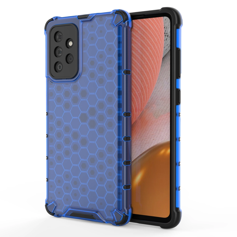 Honeycomb Case tvirtas dėklas su TPU buferiu Samsung Galaxy A72 4G – mėlynas