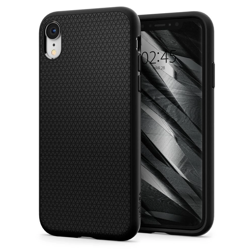 Spigen Liquid Air dėklas iPhone XR – matinės juodos spalvos