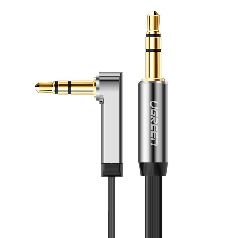 Ugreen plokščias kampuotas AUX audio kabelis 3,5 mm mini jack 0,5 m juodas (AV119 10596)