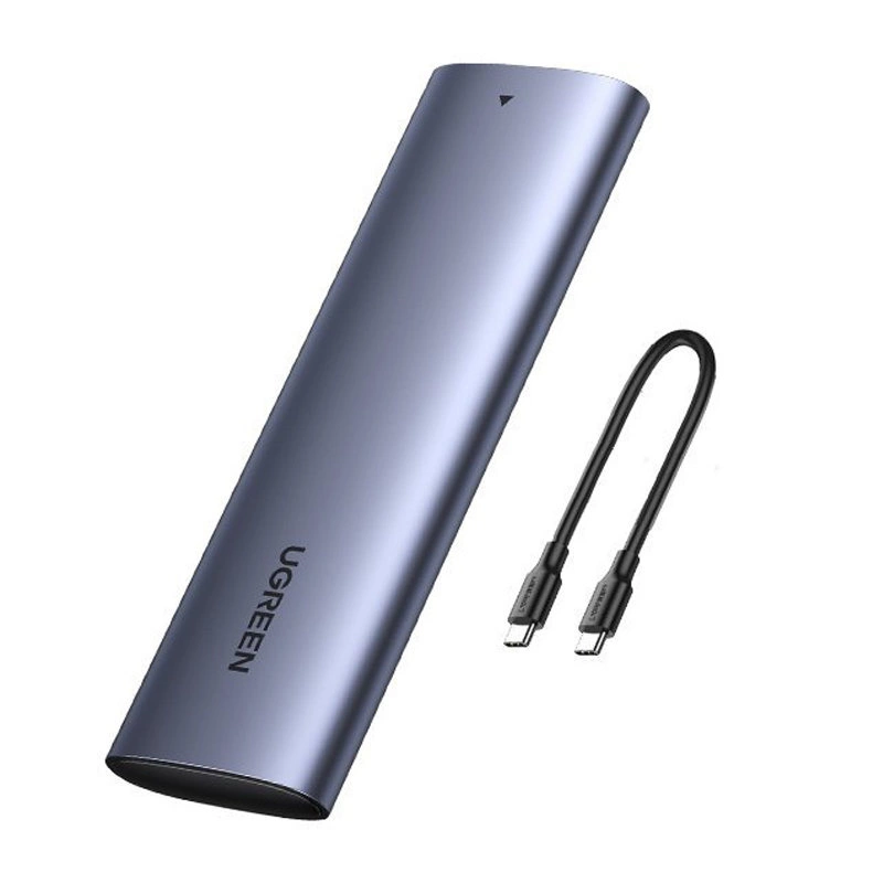 Ugreen M.2 SSD dėklas USB 3.2 Gen 2 diskui (SuperSpeed USB 10 Gbps) + USB Type C kabelis 0.5m pilkas (CM400 10902)