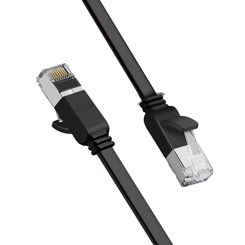 Ugreen plokščias interneto tinklo laidas Ethernet RJ45 Cat 6 UTP 1000Mbps 1 m juodas (NW101 50184)