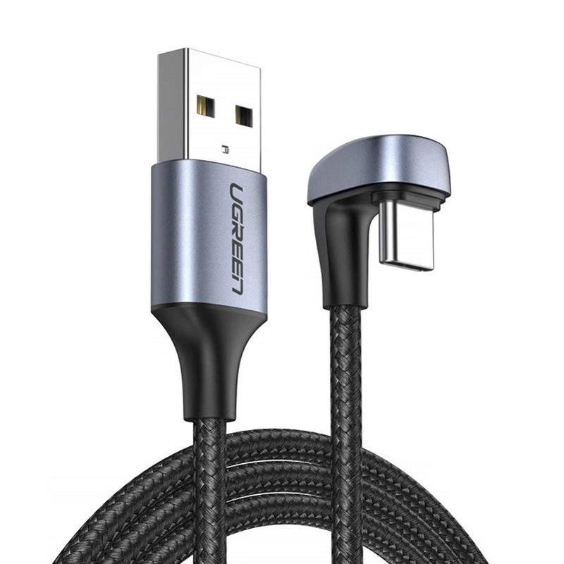 Ugreen nailoninis kampuotas USB – USB Type-C laidas 1 m 3A 18W Quick Charge AFC FCP, skirtas žaidėjams, pilkas (70313)