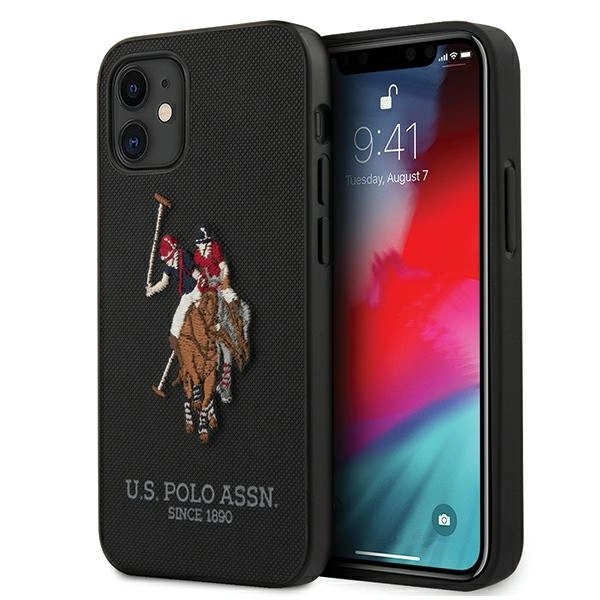 US Polo USHCP12SPUGFLBK iPhone 12 mini 5,4" juodas kietas dėklas Polo Embroidery Collection