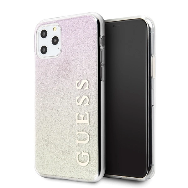 Guess GUHCN65PCUGLGPI iPhone 11 Pro Max rožinio aukso kietas dėklas „Gradient Glitter“