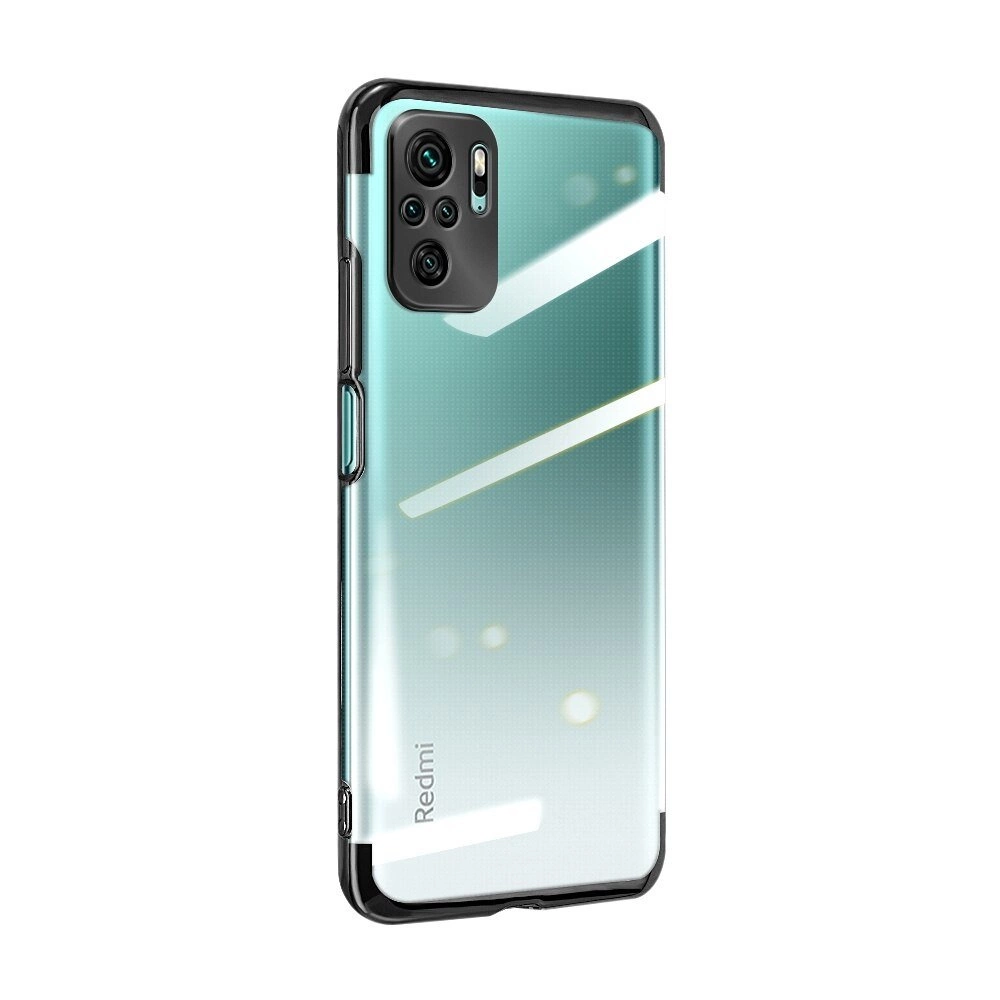 Skaidrus spalvotas dėklas Gel TPU elektronizuotas rėmas Xiaomi Redmi Note 10 5G / Poco M3 Pro juodas