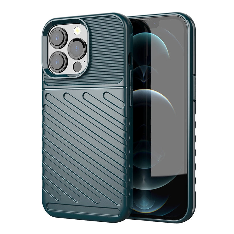 Thunder Case lankstus tvirtas dėklas TPU iPhone 13 Pro žalias