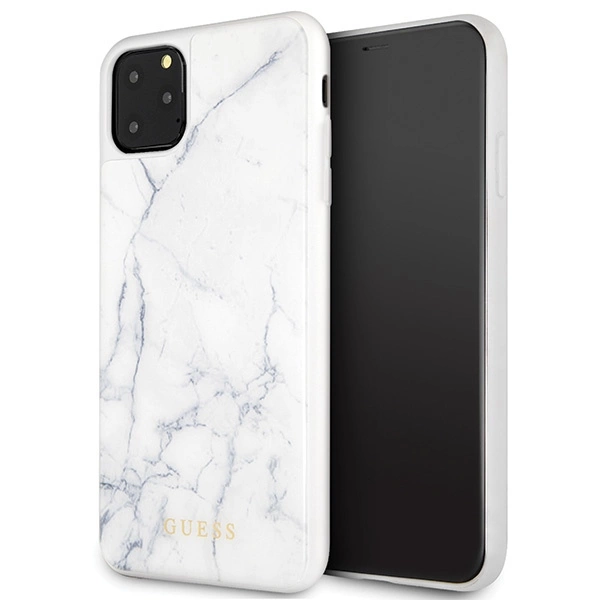 Guess GUHCN65HYMAWH iPhone 11 Pro Max baltas dėklas Marble