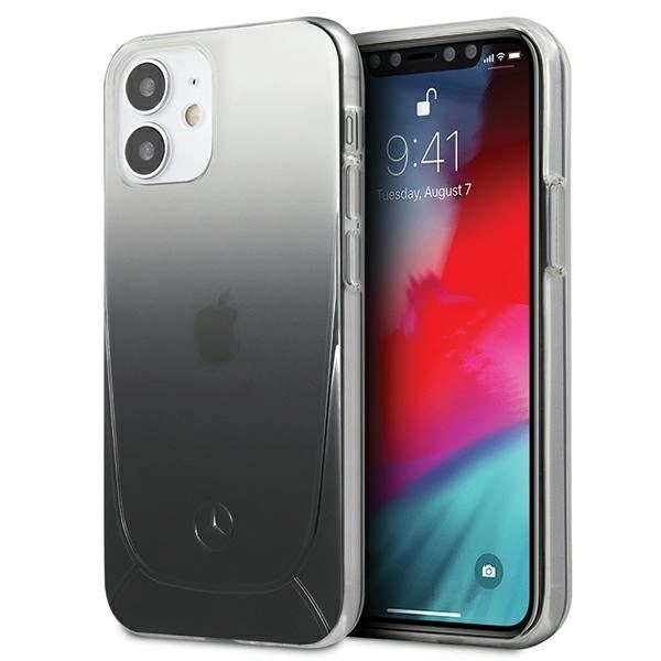 Mercedes MEHCP12SARGBK iPhone 12 mini 5,4" juodas kietas dėklas Transparent Line