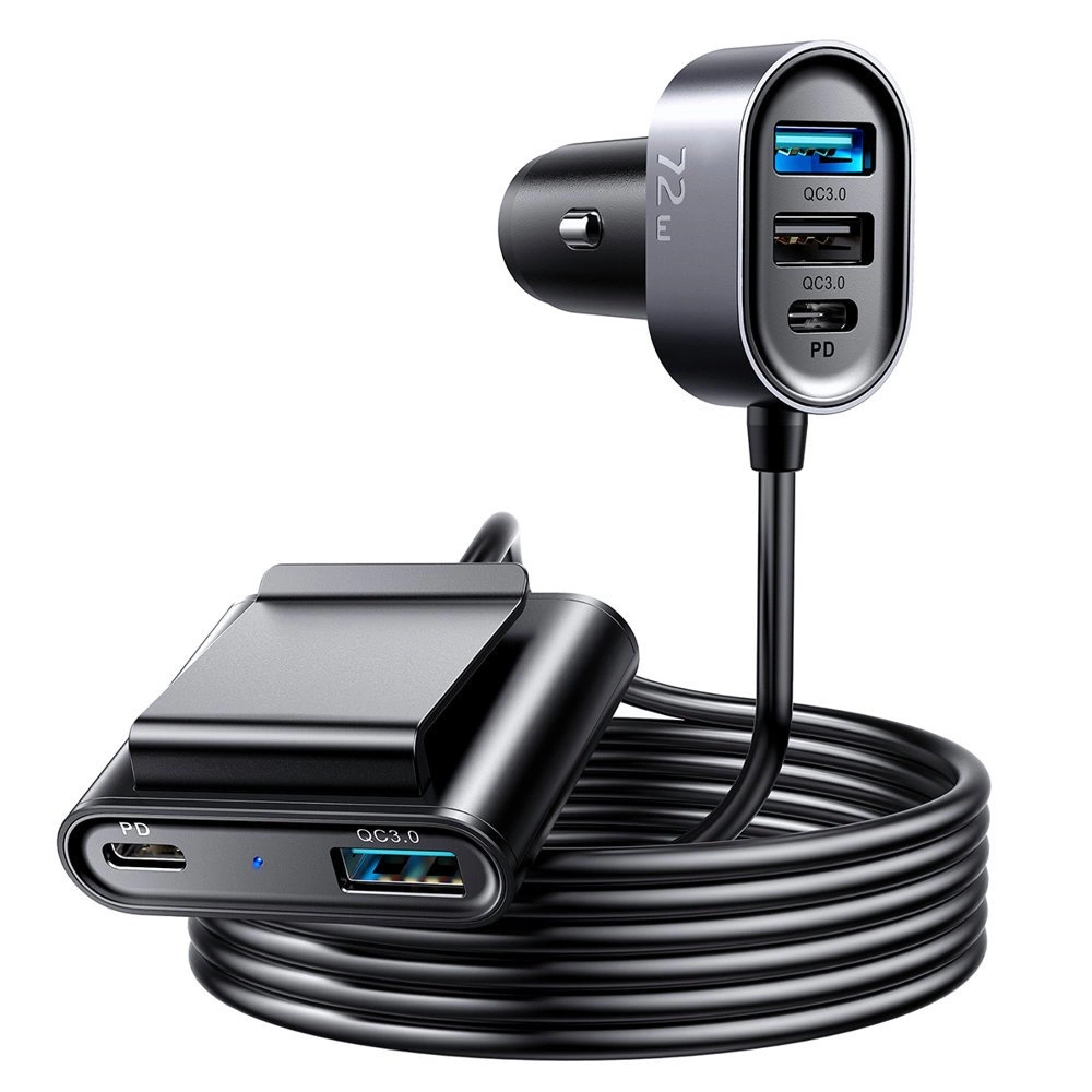 Joyroom automobilių įkroviklis 2xPD + 2xQC3.0 72W 1,5 m juodas (JR-CL05)