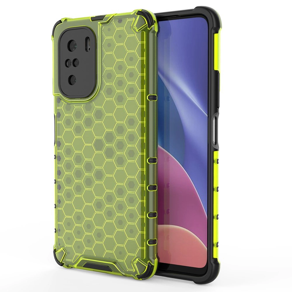 Honeycomb Case apsauginis dėklas su TPU apsauga Xiaomi Redmi K40 Pro+ / K40 Pro / K40 / Poco F3 žalias