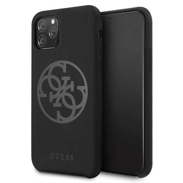 Guess GUHCN58LS4GBK iPhone 11 Pro juodas kietas dėklas Silicone 4G Tone On Tone