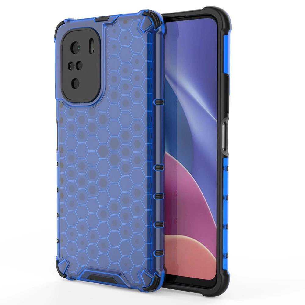 Honeycomb Case apsauginis dėklas su TPU apsauga Xiaomi Redmi K40 Pro+ / K40 Pro / K40 / Poco F3 mėlynas