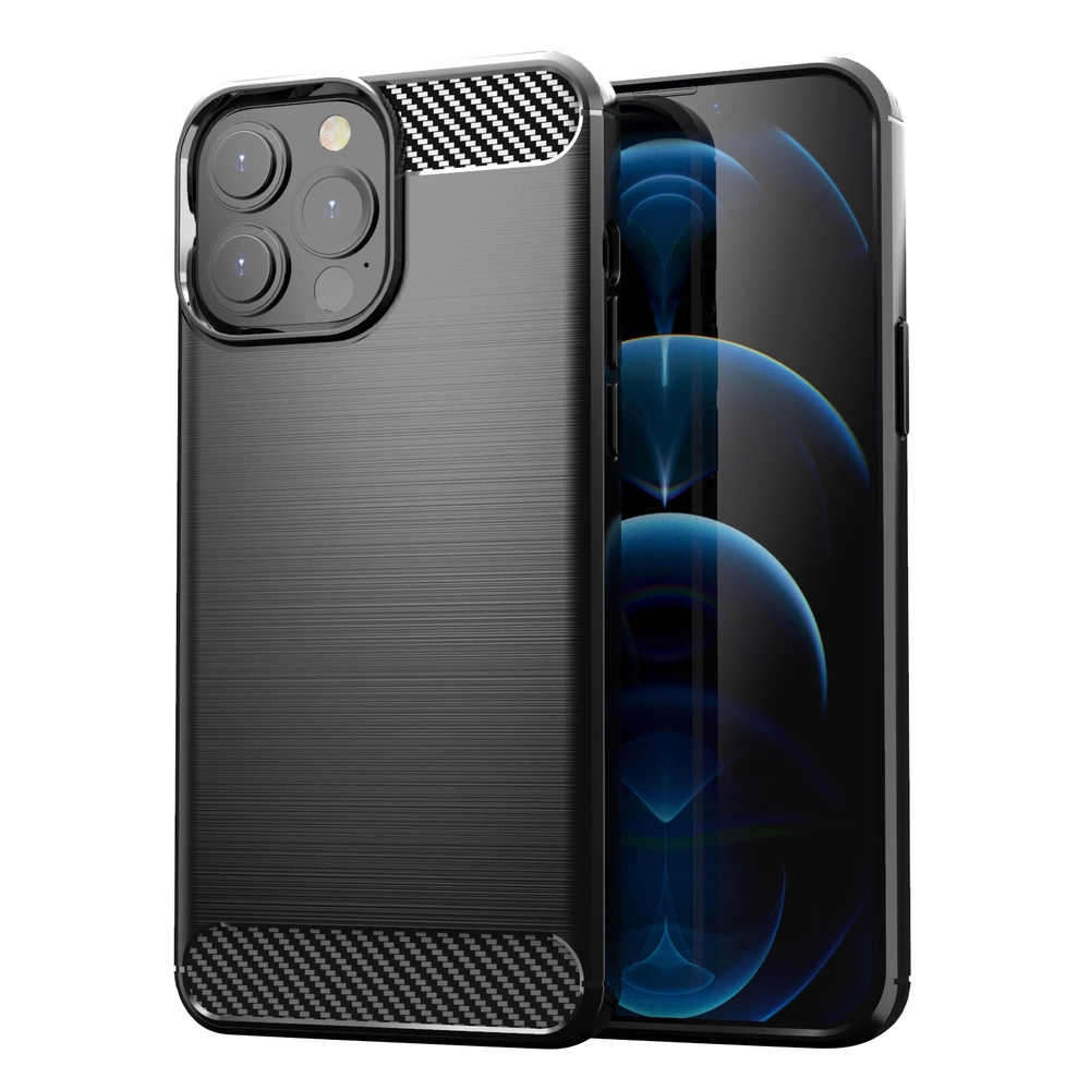 Carbon Case lankstus TPU dėklas iPhone 13 Pro juodas