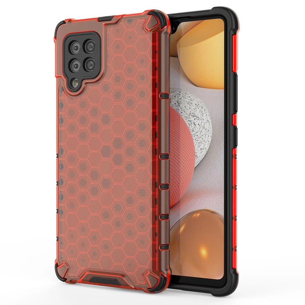 Honeycomb Case apsauginis dėklas su TPU apsauga Samsung Galaxy A42 5G raudonas