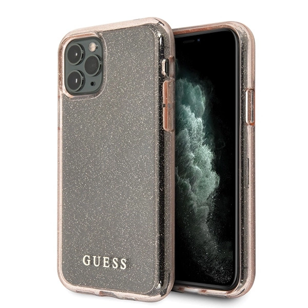 Guess GUHCN58PCGLPI iPhone 11 Pro rožinis/rožinis kietas dėklas su blizgučiais