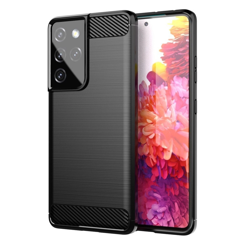 Carbon Case lankstus TPU dėklas Samsung Galaxy S21 Ultra 5G – juodas