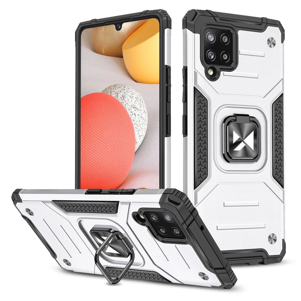 Wozinsky Ring Armor dėklas su stovėjimo funkcija tvirtas ir atsparus Samsung Galaxy A42 5G sidabrinis