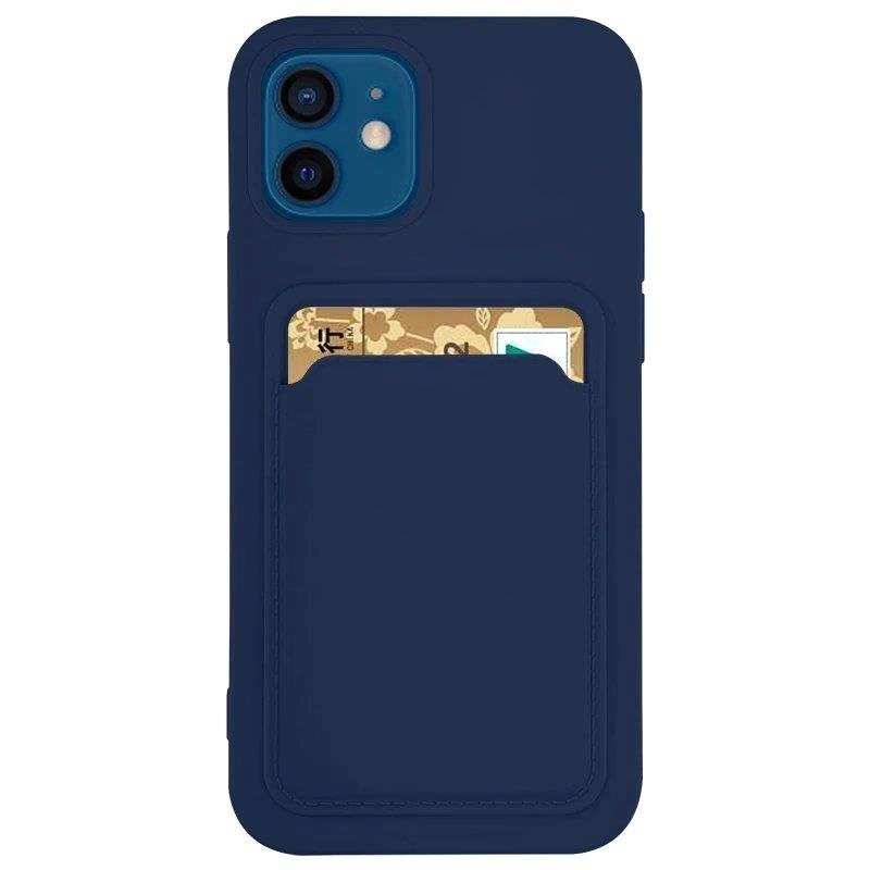 Card Case silikoninė piniginė su kortelės lizdu dokumentams Xiaomi Redmi Note 10 5G / Poco M3 Pro tamsiai mėlyna
