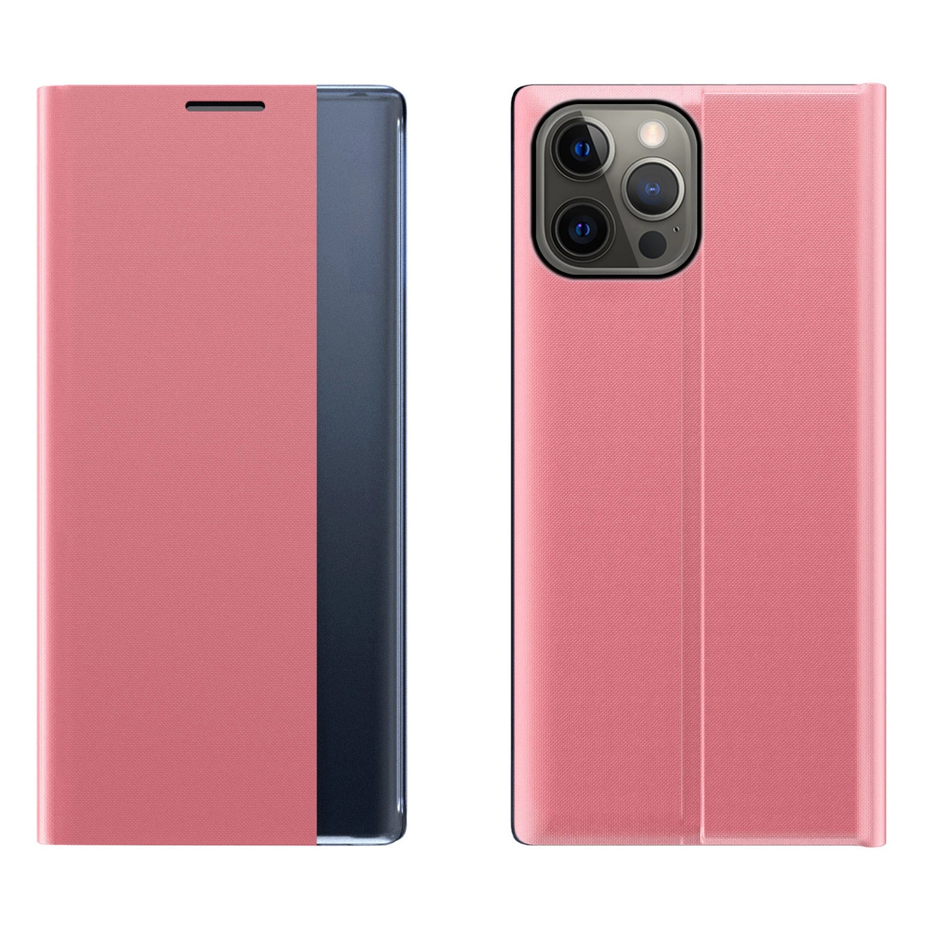 Sleep Case knygos tipo dėklas su Smart langeliu iPhone 13 Pro rožinis