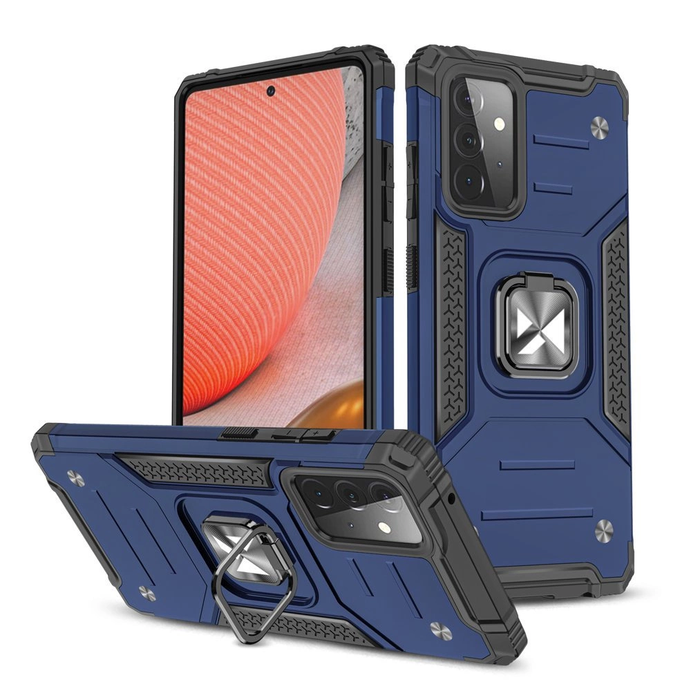 Wozinsky Ring Armor dėklas su stovėjimo funkcija tvirtas ir atsparus Samsung Galaxy A72 4G mėlynas