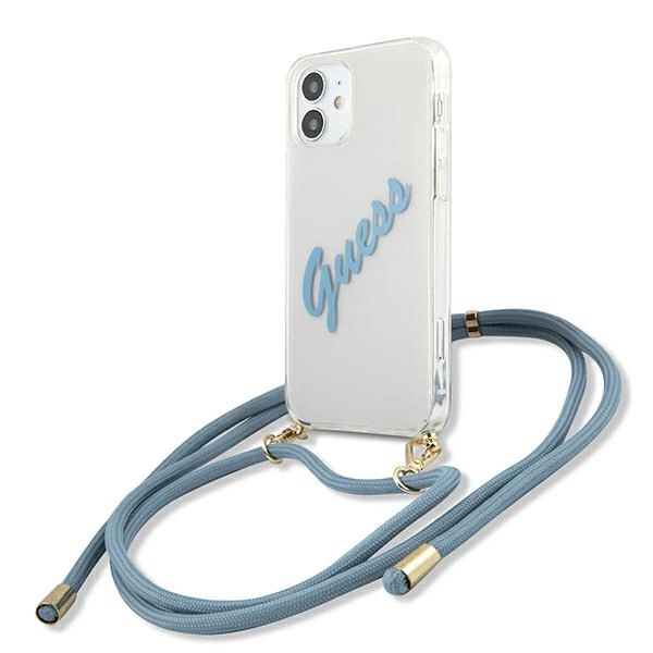 Guess GUHCP12SCRTVSBL iPhone 12 mini 5.4" mėlynas/mėlynas kietas dėklas Script Vintage