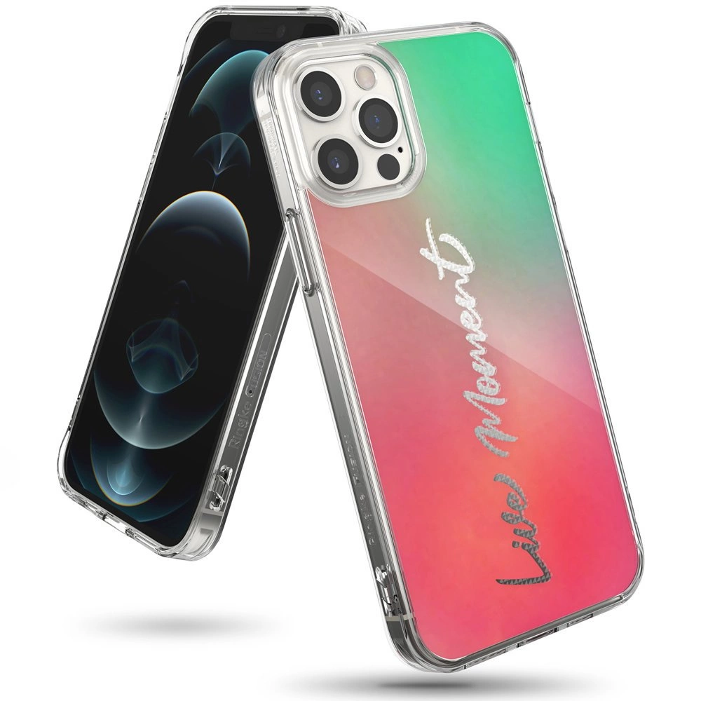 Ringke Fusion Design PC dėklas su TPU buferiu iPhone 12 Pro Max – rožinė-žalia (GNAP0028)