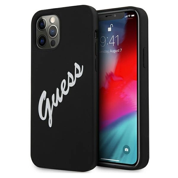 Guess GUHCP12LLSVSBW iPhone 12 Pro Max 6.7" juodas/baltas kietas dėklas Silikonas Vintage