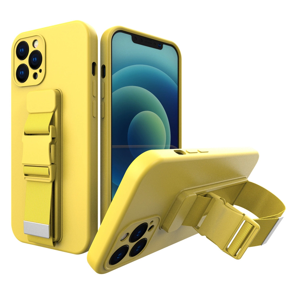 Rope case, gelinis dėklas su grandinėlės dirželiu, iPhone 12 Pro Max geltonas