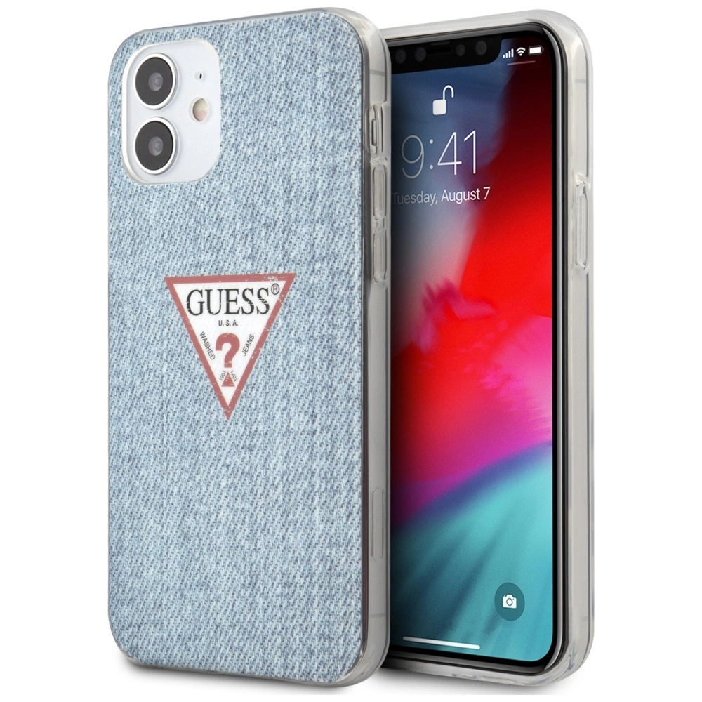 Guess GUHCP12SPCUJULLB iPhone 12 mini 5,4" mėlyna/light blue kieta dėklas Džinsų kolekcija
