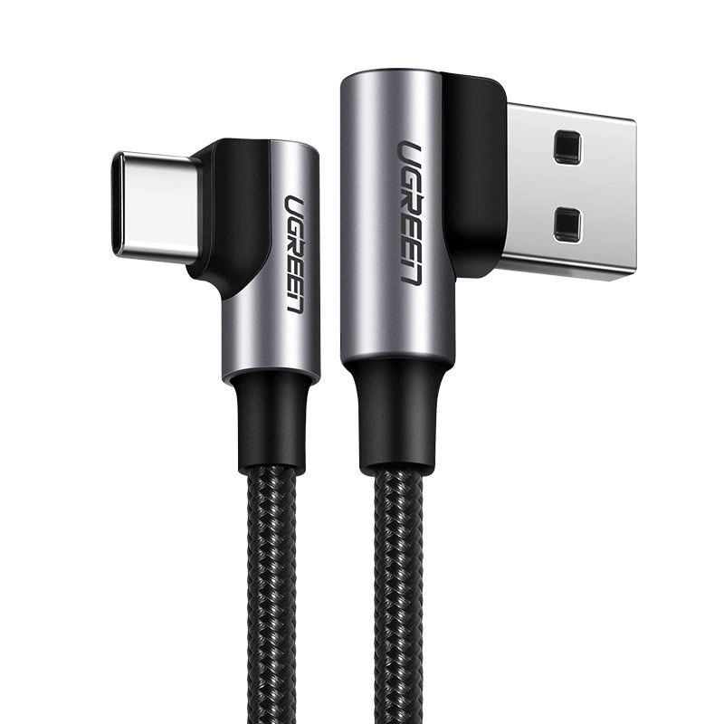 Ugreen kampuotas USB – USB Type-C Quick Charge 3.0 QC3.0 3A laidas 1 m – pilkas (US176 20856)