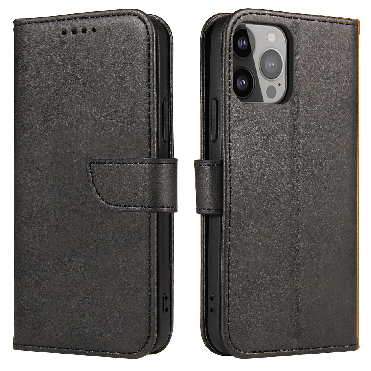 Magnet Case elegantiškas dėklas knygutės tipo su stovu iPhone 13 Pro Max juodas
