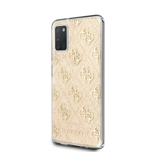Guess GUHCA31PCU4GLGO A31 A315 auksinė/kieta 4G dėklas su blizgučiais